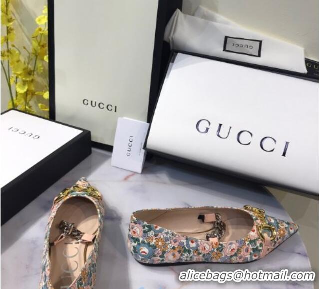 Cute Gucci Liberty London Floral Ballet Flat 120224 Pink