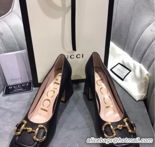 Good Quality Gucci Leather Mid-Heel Pumps with Horsebit 120230 Black