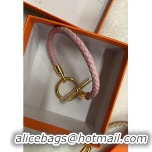 Top Grade Hermes Glenan Braided Bracelet H85230 Light Pink