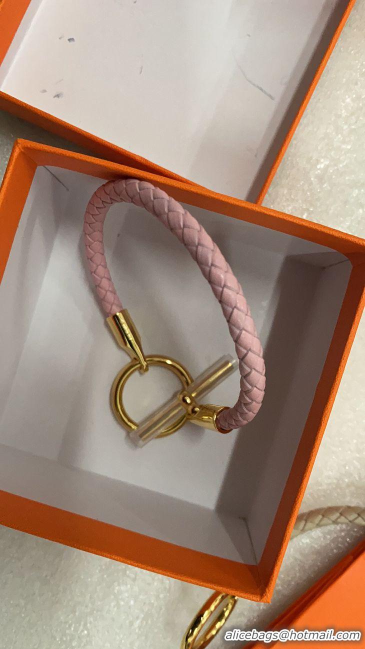 Top Grade Hermes Glenan Braided Bracelet H85230 Light Pink