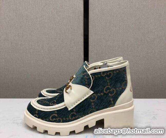 Good Looking Gucci GG Fabric High-Top 5cm Heel Loafers 120259 Green