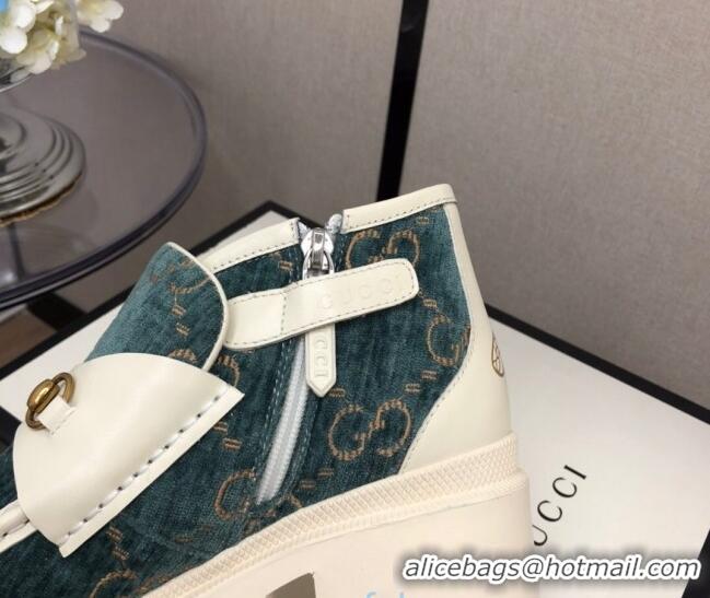 Good Looking Gucci GG Fabric High-Top 5cm Heel Loafers 120259 Green