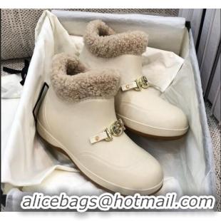 Duplicate Gucci Wool Flat Short Boot with Horsebit 120266 White