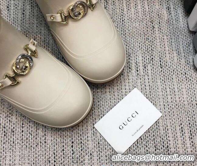 Duplicate Gucci Wool Flat Short Boot with Horsebit 120266 White