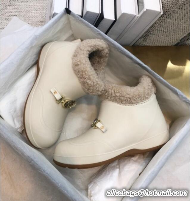 Duplicate Gucci Wool Flat Short Boot with Horsebit 120266 White