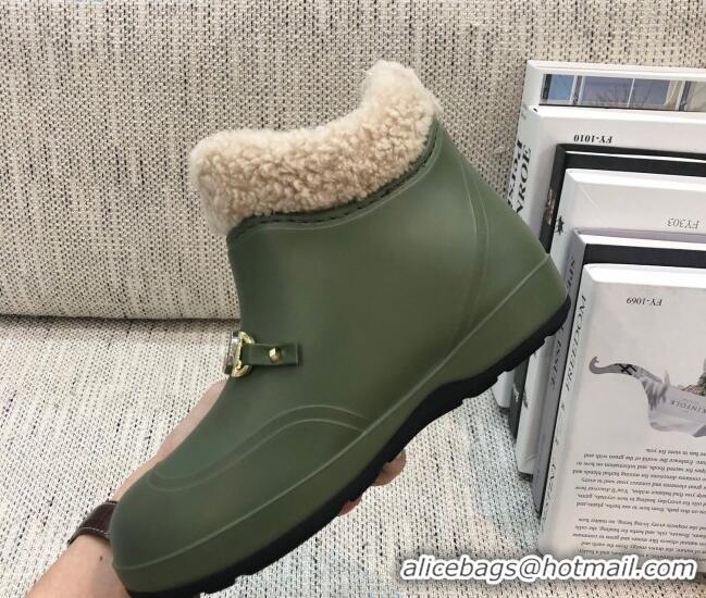 Discount Gucci Wool Flat Short Boot with Horsebit 120266 Green