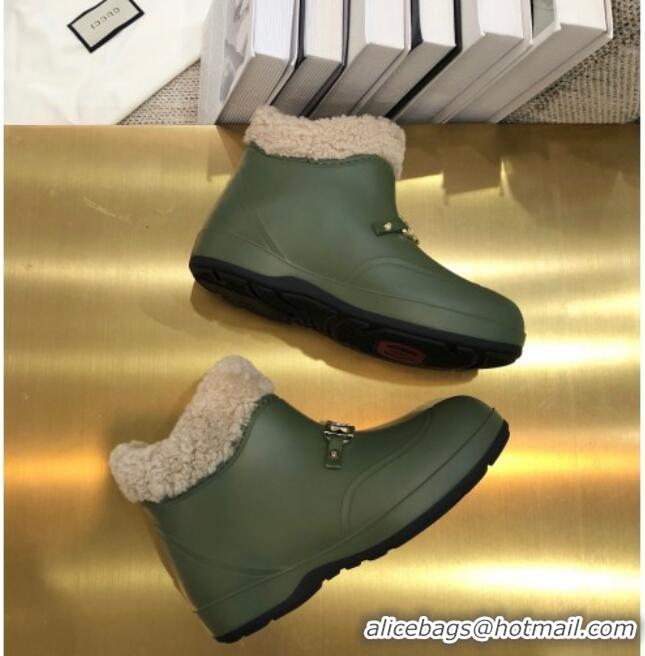 Discount Gucci Wool Flat Short Boot with Horsebit 120266 Green