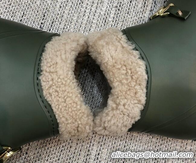 Discount Gucci Wool Flat Short Boot with Horsebit 120266 Green