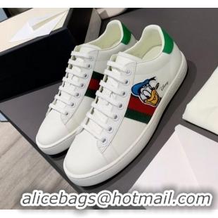 Charming Gucci x Disney Ace Leather Donald Duck Sneaker 0120271 White/Green