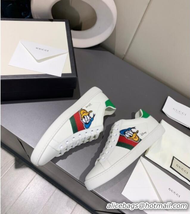 Charming Gucci x Disney Ace Leather Donald Duck Sneaker 0120271 White/Green