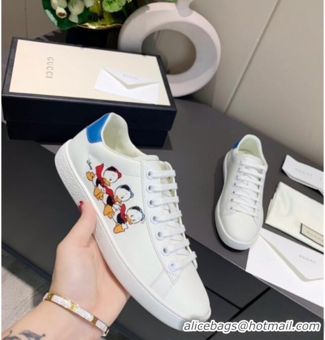 Most Popular Gucci x Disney Ace Leather Donald Duck Sneaker White/Blue 120273