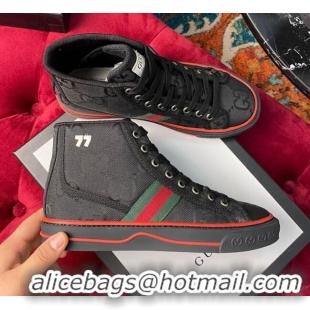 Good Looking Gucci Tennis 1977 High-Top Sneakers in Black Canvas 120301