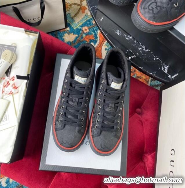 Good Looking Gucci Tennis 1977 High-Top Sneakers in Black Canvas 120301