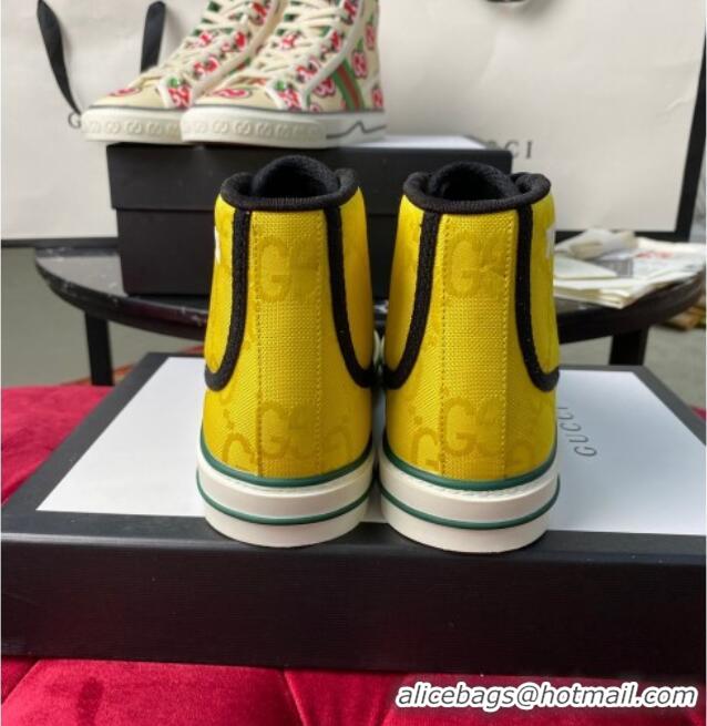 Best Gucci Off The Grid Tennis 1977 High-Top Sneakers in Yellow GG Canvas 120302