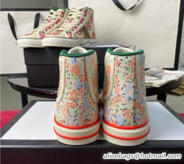 Best Product Gucci Tennis 1977 Liberty London Floral High Top Sneakers Pink Canvas 120303