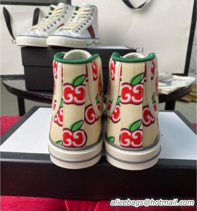 Popular Style Gucci Tennis 1977 High Top Sneakers in GG Apple Canvas 120304