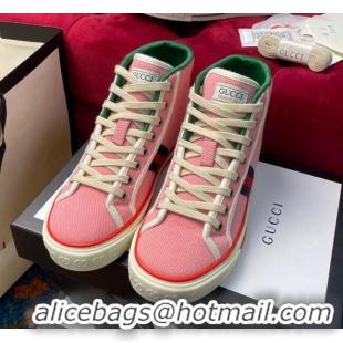 Best Price Gucci Tennis 1977 High Top Sneakers in Pink Canvas 120305