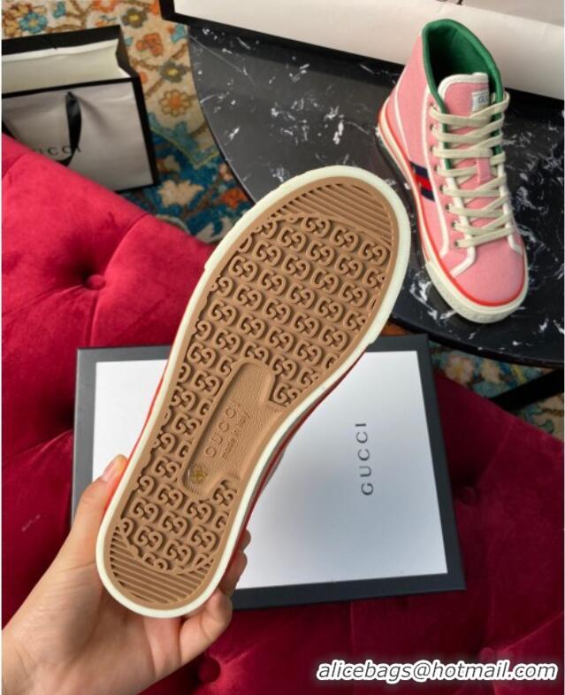 Best Price Gucci Tennis 1977 High Top Sneakers in Pink Canvas 120305