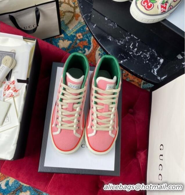 Best Price Gucci Tennis 1977 High Top Sneakers in Pink Canvas 120305