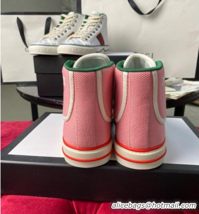 Best Price Gucci Tennis 1977 High Top Sneakers in Pink Canvas 120305