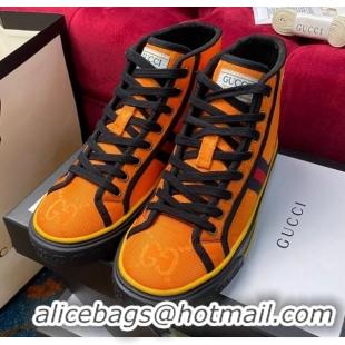 Cute Gucci Tennis 1977 High Off The Grid Top Sneakers in Orange Canvas 120306