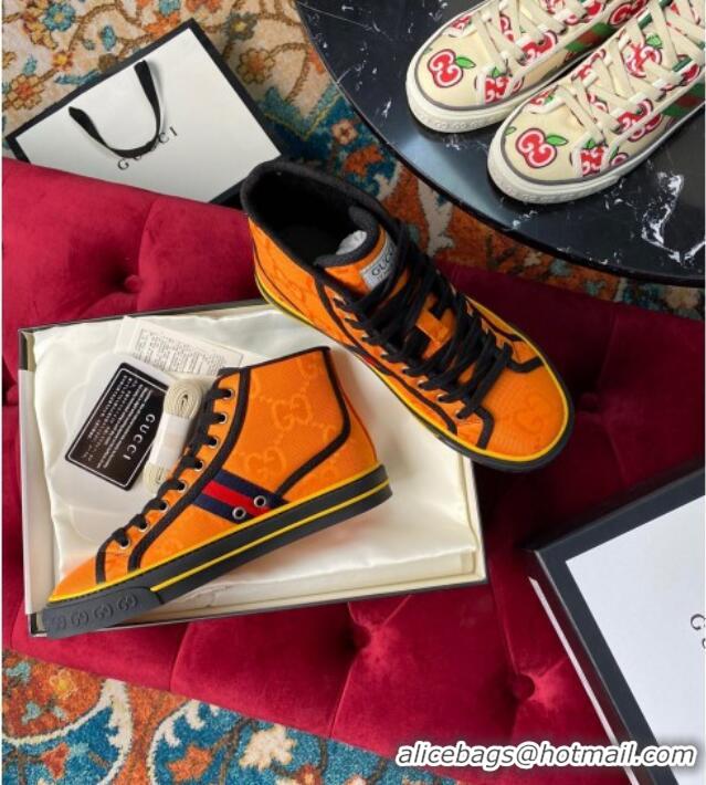 Cute Gucci Tennis 1977 High Off The Grid Top Sneakers in Orange Canvas 120306