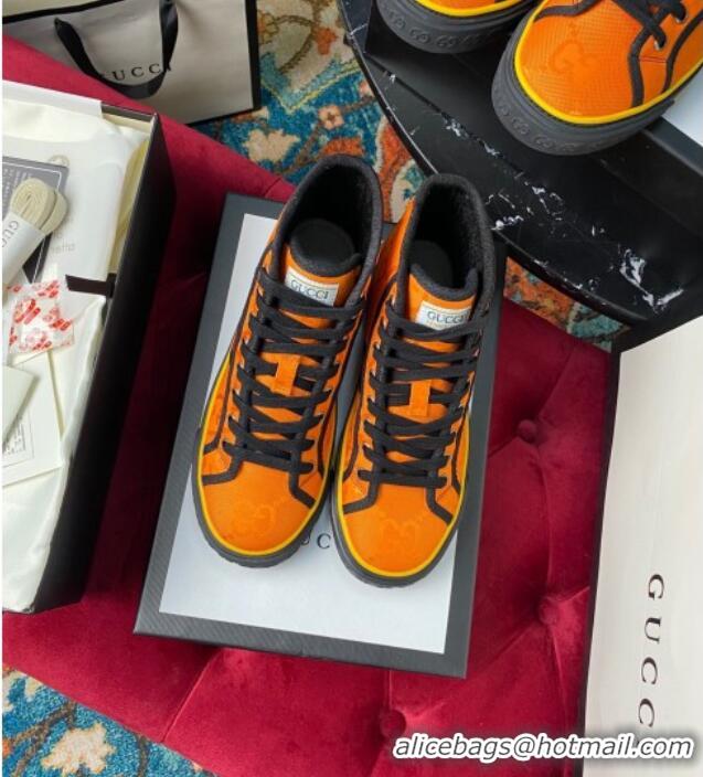 Cute Gucci Tennis 1977 High Off The Grid Top Sneakers in Orange Canvas 120306