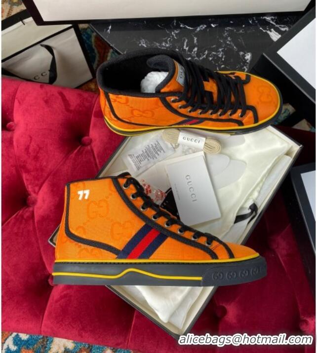 Cute Gucci Tennis 1977 High Off The Grid Top Sneakers in Orange Canvas 120306