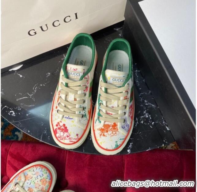 Unique Discount Gucci x Disney Tennis 1977 Low-Top Sneakers in White Canvas 120309