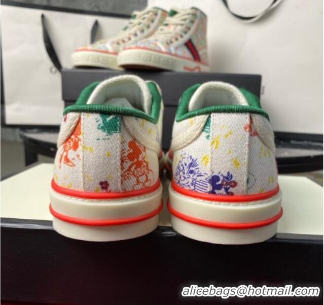 Unique Discount Gucci x Disney Tennis 1977 Low-Top Sneakers in White Canvas 120309