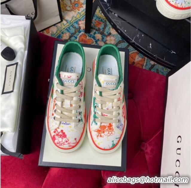 Unique Discount Gucci x Disney Tennis 1977 Low-Top Sneakers in White Canvas 120309