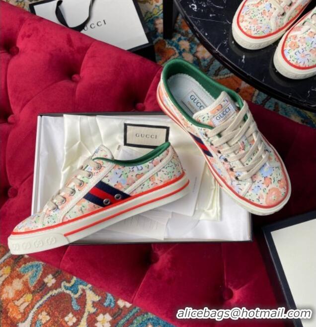 Super Quality Gucci Tennis 1977 Liberty London Floral Low-Top Sneakers in Green Canvas 120312