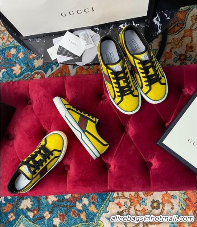 Top Quality Gucci Tennis 1977 Off The Grid Low-Top Sneakers in Yellow Canvas 120313