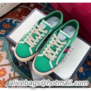 Low Cost Gucci Tennis 1977 Low-Top Sneakers in Green Canvas 120314