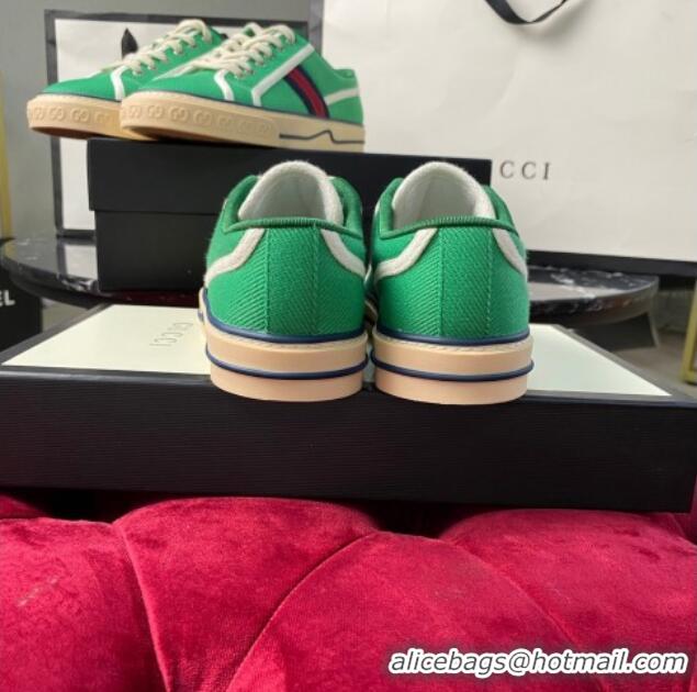 Low Cost Gucci Tennis 1977 Low-Top Sneakers in Green Canvas 120314