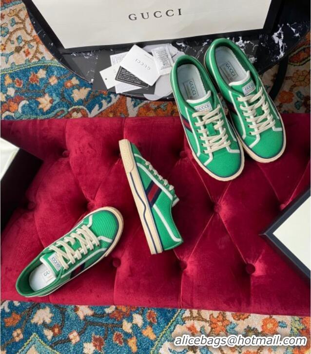 Low Cost Gucci Tennis 1977 Low-Top Sneakers in Green Canvas 120314