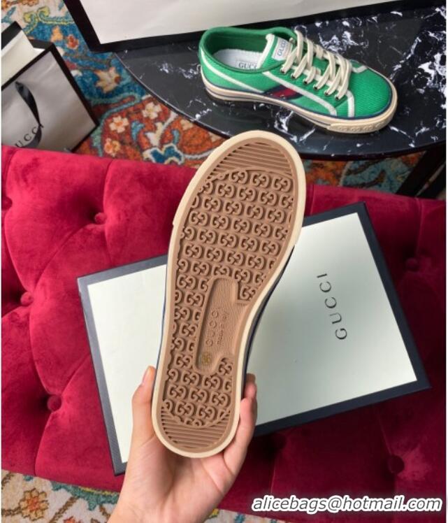 Low Cost Gucci Tennis 1977 Low-Top Sneakers in Green Canvas 120314