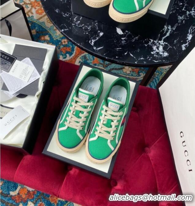 Low Cost Gucci Tennis 1977 Low-Top Sneakers in Green Canvas 120314