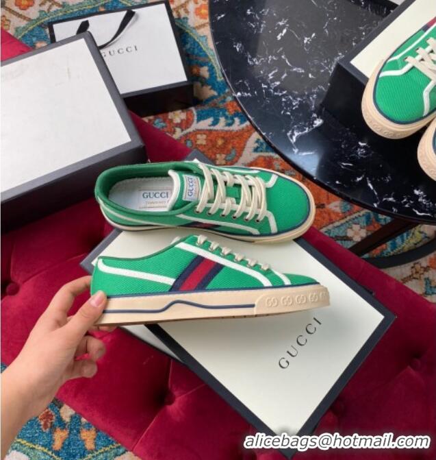 Low Cost Gucci Tennis 1977 Low-Top Sneakers in Green Canvas 120314