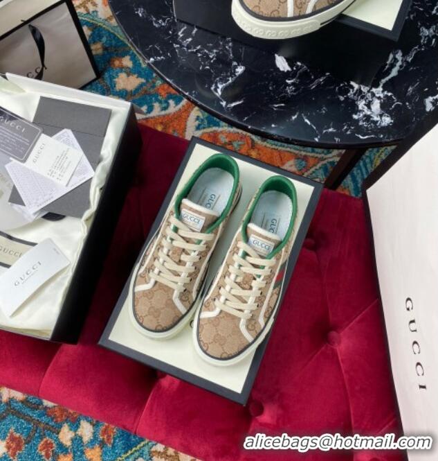 Good Quality Gucci Tennis 1977 Low-Top Sneakers in Beige GG Canvas 120316