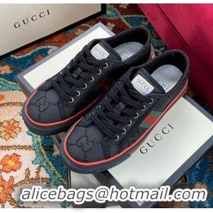 New Style Gucci Tennis 1977 Low-Top Sneakers in Black GG Canvas 120318