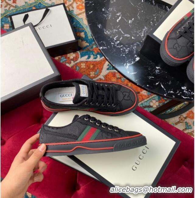 New Style Gucci Tennis 1977 Low-Top Sneakers in Black GG Canvas 120318