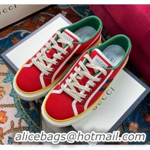 Good Product Gucci Tennis 1977 Low-Top Sneakers in Red Canvas 120320