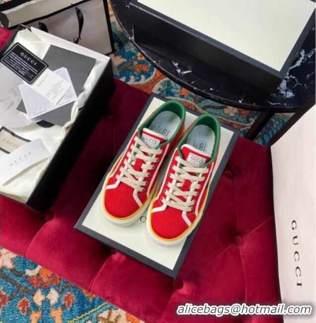 Good Product Gucci Tennis 1977 Low-Top Sneakers in Red Canvas 120320