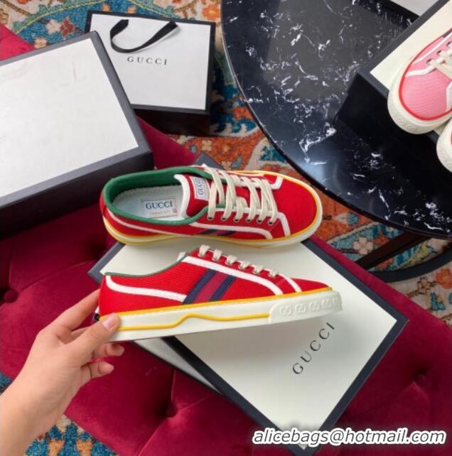 Good Product Gucci Tennis 1977 Low-Top Sneakers in Red Canvas 120320