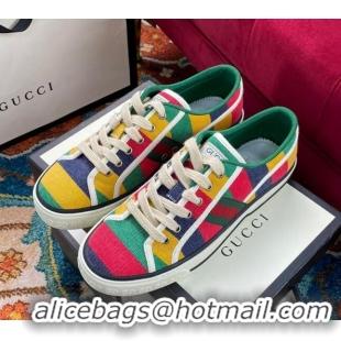 Affordable Price Gucci Men's Tennis 1977 Low-Top Sneakers in Multicolor Striped Canvas 120322