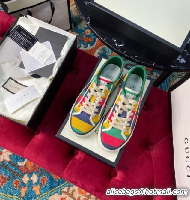 Affordable Price Gucci Men's Tennis 1977 Low-Top Sneakers in Multicolor Striped Canvas 120322