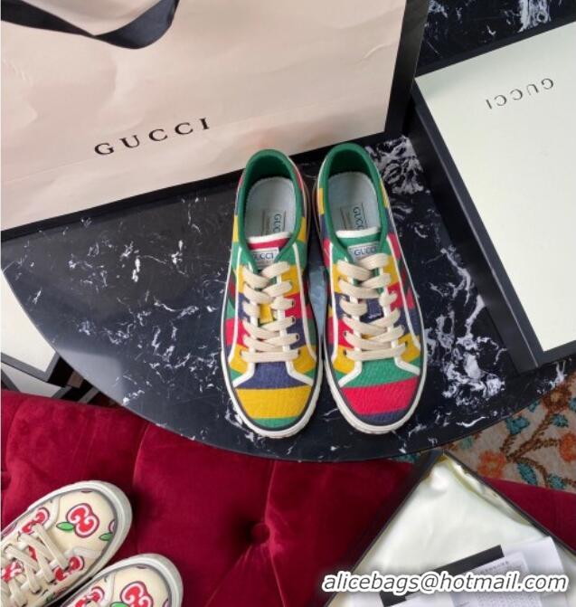 Affordable Price Gucci Men's Tennis 1977 Low-Top Sneakers in Multicolor Striped Canvas 120322