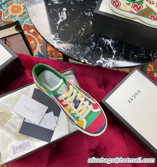 Affordable Price Gucci Men's Tennis 1977 Low-Top Sneakers in Multicolor Striped Canvas 120322