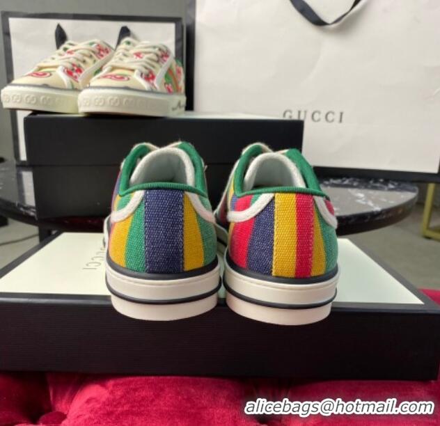 Affordable Price Gucci Men's Tennis 1977 Low-Top Sneakers in Multicolor Striped Canvas 120322